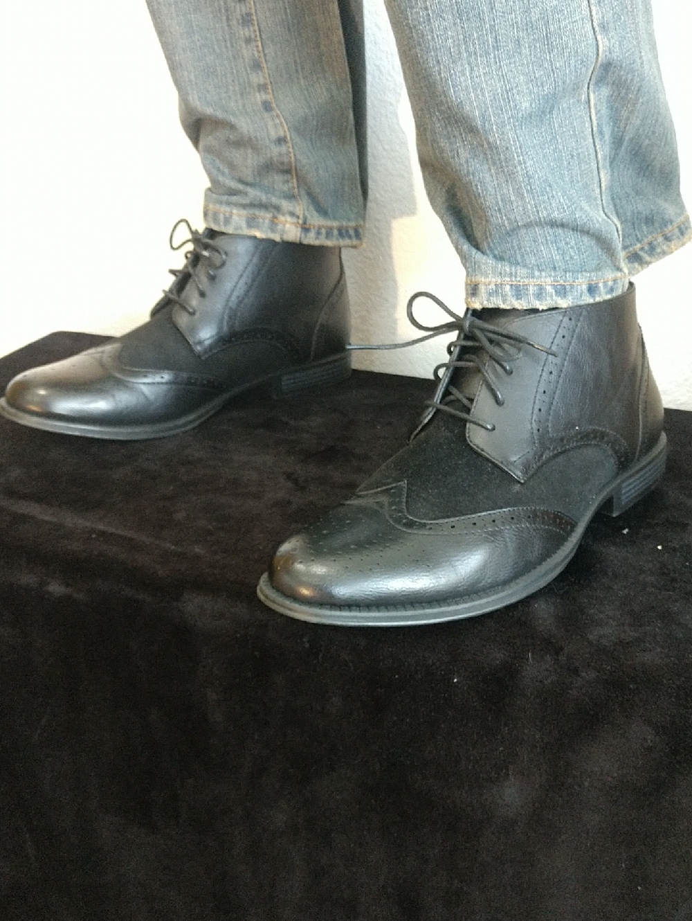 Alpine Swiss Black Wingtip Chukka Boots